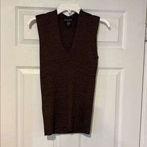New York & Company Chocolate Ribbed Knit Top